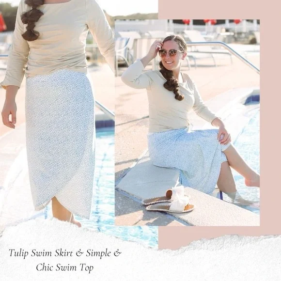 Dainty Jewells Swim Skirt in Blue Pebbles - Picture 2 of 2